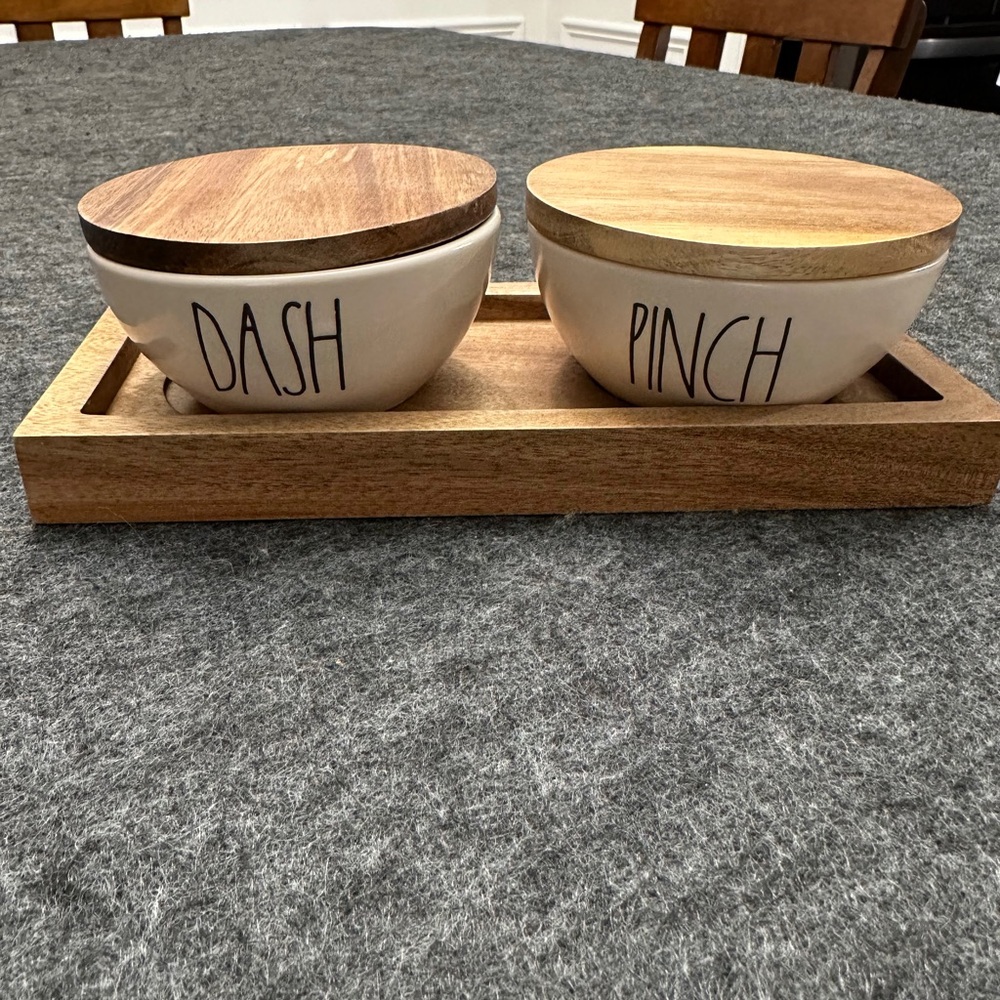 Rae Dunn Wooden Lid Ceramic Bowls Set - Dash and Pinch
